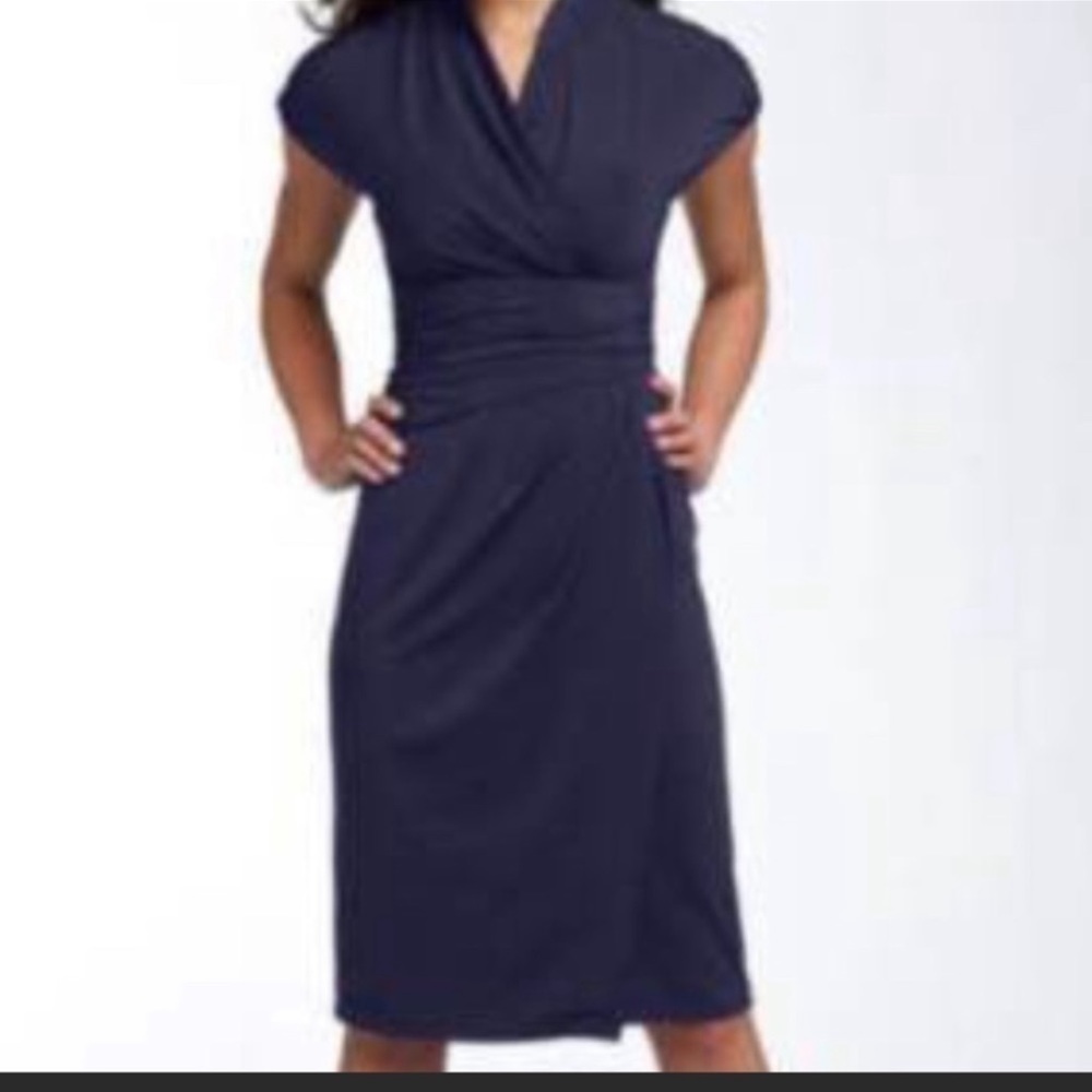 Suzi Chin For Maggy Boutique Figure-Flattering Draped Navy
